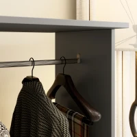 HOMCOM Open Wardrobe Double Mobile Storage Shelves Organizer W/6 Wheels-Grey(m-9)
