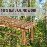 Outsunny Wooden Garden Benches, 2 Seater Outdoor Benches, Fir Wood Backless Patio Loveseat with Slatted Seat for Park, 110 x 38 x 35 cm, 3 Pieces, Carbonised(m-4)