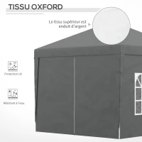 Outsunny Tonnelle tente de réception barnum pop-up pliant 3 x 3 m 4 parois amovibles + sac de transport gris(m-6)