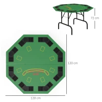 SPORTNOW Table de poker pliable pour 8 joueurs, table de jeu avec porte-gobelet et bac à jetons 120 x 120 x 72 cm vert(m-3)