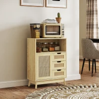 HOMCOM Buffet meuble de rangement avec 3 tiroir placard étagère réglable pour salon cuisine 60 x 30 x 81 cm bois naturel(m-8)