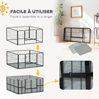 PawHut Parc de mise bas pour chien caisse de mise bas pour chiens avec porte tapis de propreté lavable 122 x 122 x 60 cm noir(m-7)