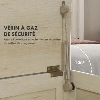 HOMCOM Coffre de rangement couvercle relevable avec charnières de sécurité pour ouvrir à 100 ° 76L x 39l x 48H cm bois naturel(m-6)