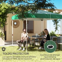 Outsunny Carpa Plegable Pop-up 2,5x2,5 m con 4 Paredes Laterales Anti-UV Altura Ajustable y Bolsa de Transporte Verde Oscuro(m-6)