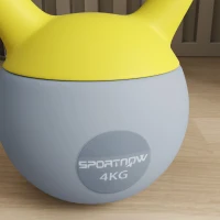 SPORTNOW 4KG Soft Kettlebell, Kettle Bell with Non-Slip Handle for Home Gym, Weight Lifting, Strength Training, Yellow/Grey(m-9)