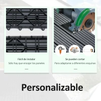 Outsunny Set de 11 Piezas Baldosas de Exterior 30x30 cm 1 m² Antideslizantes y Resistentes al Clima de Fácil Instalación Gris(m-6)