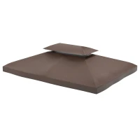Outsunny Copertura per Gazebo da Giardino Tetto Sostitutivo Anti-UV Impermeabile in Poliestere 3x4m, Marrone(m-10)