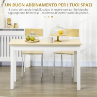 HOMCOM Tavolo da Pranzo 4-6 Posti Design Moderno per Cucina e Soggiorno, 119x70x75cm, Bianco e Legno(m-4)