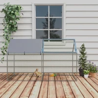 PawHut Parque para Mascotas de Acero con 1 Puerta Superior y 1 Tela Superior de Anti-UV para Exterior 198x100x120 cm Plata(m-9)