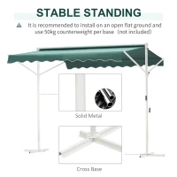 Outsunny 300 x 300CM 2 Side Free Standing Manual Awning Canopy Patio Garden Outdoor Sun Shade Shelter w/Winding Handle (Green)(m-7)