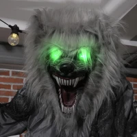 HOMCOM 6'8" Skeleton Werewolf Halloween Animatronic, with Glowing Eyes(m-8)