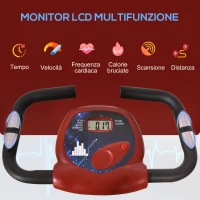 HOMCOM Cyclette Pieghevole da Fitness in Acciaio, Cyclette Magnetica Pieghevole da Casa con Altezza Regolabile, Resistenza Magnetica a 8 Livelli, Schermo LCD, 43x97x109cm, Rosso(m-4)