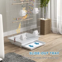 PawHut Bird Cage for Budgies, Finches, Canaries w/ Accessories, Toys, Tray, White(m-5)