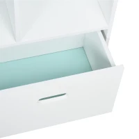 HOMCOM Estantería de Madera Infantil Forma de Casa Librería para Niños con 8 Compartimentos Abiertos y Cajón de 2 Colores 82x30x126 cm Blanco(m-9)