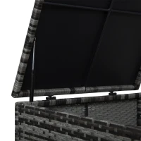 Outsunny 4 Pcs Rattan Wicker Garden Furniture Patio Sofa Storage & Table Set w/ 2 Drawers Coffee Table,Great Cushioned 4 Seats Corner Sofa - Grey(m-9)