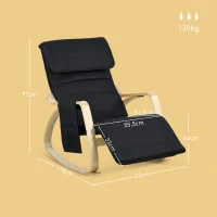 HOMCOM Rocking Lounge Chair Recliner Relaxation Lounging Relaxing Seat with Adjustable Footrest, Side Pocket and Pillow, Black(m-3)