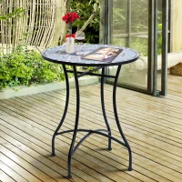 Outsunny Tavolino da Giardino con Piano in Ceramica Decorazione Mosaico Acciaio 60 x 71 cm(m-2)