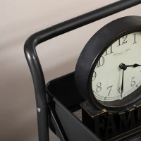 HOMCOM 3 Tier Storage Trolley Cart, Foldable Rolling Utility Cart with 3 Mesh Baskets, 4 Removable Hooks for Living Room, Laundry and Kitchen, Black(m-8)