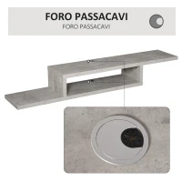 HOMCOM Mobile Sotto TV con Design Moderno Sospeso a Parete Grigio Cemento con 2 Ripiani e Passacavi, 152.4x29.8x21cm(m-5)