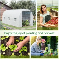 Outsunny 4.5 x 2 x 2 m Polytunnel Greenhouse, Walk-in Green House for Garden with Mesh Windows, Galvanised Steel Frame, White(m-6)