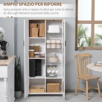 HOMCOM Credenza Moderna a 2 Ante con Mensole Regolabili in Legno e Vetro, 76x36x160cm, Bianco(m-4)