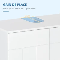 kleankin Meuble sous lavabo de salle de bain 2 portes battantes avec 1 étagère réglable, sur pied, poignées Alliage Aluminium dim. 60L x 30l x 60H cm - MDF Blanc(m-5)