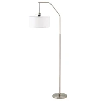 HOMCOM Lampada da Terra Moderna in Acciaio con Paralume in Tessuto Bianco, 61x33x160cm(m-10)