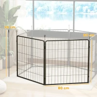 PawHut Set van 2 Uitbreidingen voor Puppyren, Hondenomheining Panelen, Huisdierenspeelplaats, Puppyren van Staal, Zwart(m-3)