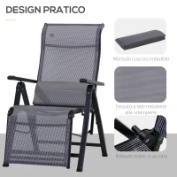 Outsunny Sdraio da Giardino Zero Gravity Set 2 Pz, Regolabile su 9 Livelli, con Cuscini, 65x70x111cm, Grigio(m-6)