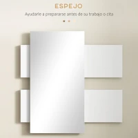 HOMCOM Juego de Muebles de Entrada Recibidor Colgante con Espejo y Cajón 75x3,5x75 cm y 75x30,5x20 cm Blanco y Gris(m-5)