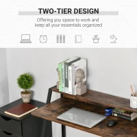 HOMCOM Writing Desk Computer Table Home Office PC Laptop Workstation Storage Shelf 100L x 45W cm Rustic Brown(m-4)