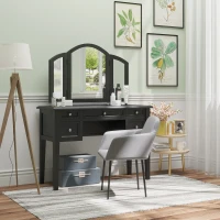 HOMCOM Chaises de Salle à Manger Chaises de Visiteur Design scandinave - Lot de 2 chaises - Pieds effilés métal Noir - Assise Dossier accoudoirs ergonomiques Lin Gris(m-7)