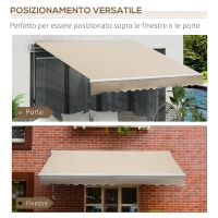Outsunny Tenda da Sole per Esterno Avvolgibile a Bracci con Apertura a Manovella, 350x250 cm, Crema(m-5)