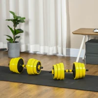 HOMCOM 25KG Dumbbell & Barbell  Adjustable Set Plate Bar Clamp Rod Home Gym Sports Area Exercise Ergonomic(m-10)