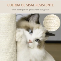 PawHut Árbol Rascador para Gatos de Ratán Torre de Gatos Mediano con Cueva 2 Camas Postes de Sisal Natural y Cojines Lavables de Felpa Suave Ø40,5x69 cm Natural(m-5)
