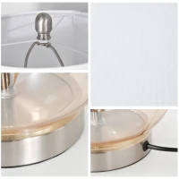 HOMCOM Juego de 2 Lámparas de Mesa Lámparas de Mesita de Noche con Casquillo de Lino E27 Máx. 40W para Salón Ø30x56 cm Blanco(m-7)