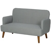 HOMCOM Velvet Feel Fabric 2 Seater Sofa, Small Sofa Loveseat with 21cm Thick Padding and Wood Legs, Grey(m-11)