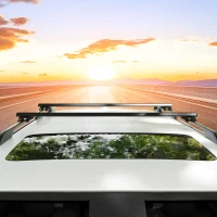 HOMCOM Barres de toit de voiture transversales porte-bagage verrouillables 2 clés fournies alliage d'aluminium noir(m-2)