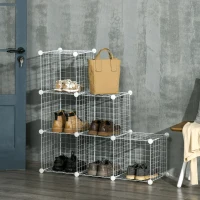 HOMCOM Mobile Scarpiera Modulare Salvaspazio, 6 Cubi 30x30x30 cm in Acciaio e PP, 94x32x94 cm, Bianco(m-2)