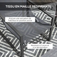 Outsunny Ensemble fauteuil relax de jardin avec repose-pieds, chaise longue, structure métal et tissu mesh aéré - gris(m-5)