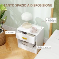 HOMCOM Set 2 Comodini Moderni in Legno con Cassetto e Ripiano Aperto, 39x28x41 cm, Bianco(m-5)