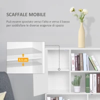 HOMCOM Libreria Scaffale Multifunzionale Salvaspazio con 2 Ante in Legno 80 x 23.5 x 123cm Bianco(m-4)