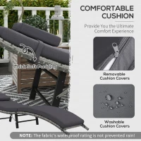 Outsunny Rattan Folding Sun Lounger Outdoor Chair with Cushion and Pillow Grey(m-5)