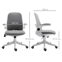 Vinsetto Chaise de bureau fauteuil de bureau tissu lin hauteur réglable pivotante 360° accoudoirs relevables support lombaires réglable gris(m-3)