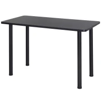HOMCOM Table à Manger Style Contemporain 4 Personnes dim. 120L x 60l x 76H cm en Bois et pieds en Acier Inoxydable Noir(m-9)