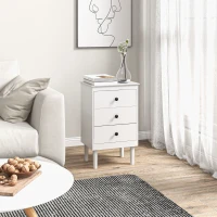 HOMCOM Set of Two Three-Drawer Bedside Tables - White(m-8)