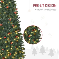 HOMCOM 6FT Prelit Artificial Pencil Christmas Tree with Warm White LED Light, Red Berry, Holiday Home Xmas Decoration, Green(m-5)