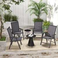 Outsunny Set of Four Folding Garden Chairs - Charcoal Grey(m-2)