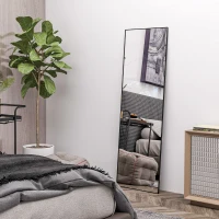 HOMCOM Specchio da Terra Moderno a Figura Intera, Design Autoportante o da Parete, 40x150 cm, Nero(m-8)