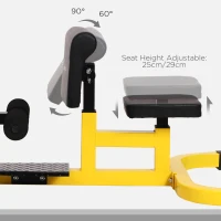 HOMCOM Squat Bench Trainer Sit Up Machine Multifunctional Equipment Abdomen and Leg Strength Indoor Household Fitness Device Yellow(m-4)